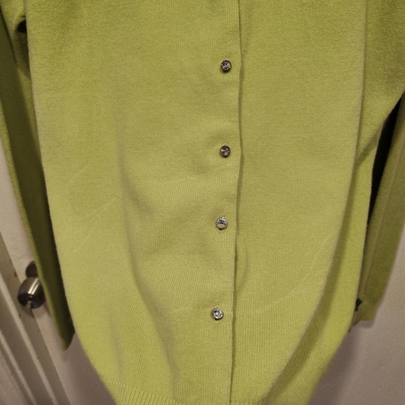 George Vintage Bejeweled Green Angora Blend Cardigan Sweater Sz XL-Y2K Fairy - Picture 4 of 7